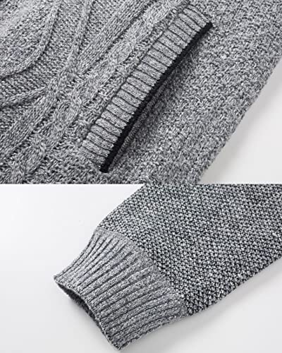 Vtuaol USVTSWEATER331E2S Men'S Slim Zip Up Sweater Thick Knitted Casual Cardigan With Pockets Light Grey Us S thumb #8