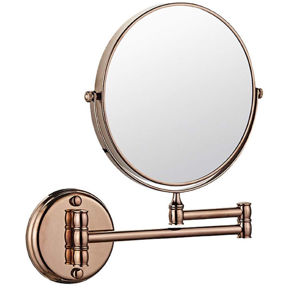 Miroir de maquillage cosmétique haut de gamme double face or rose 8 pouces à fixer