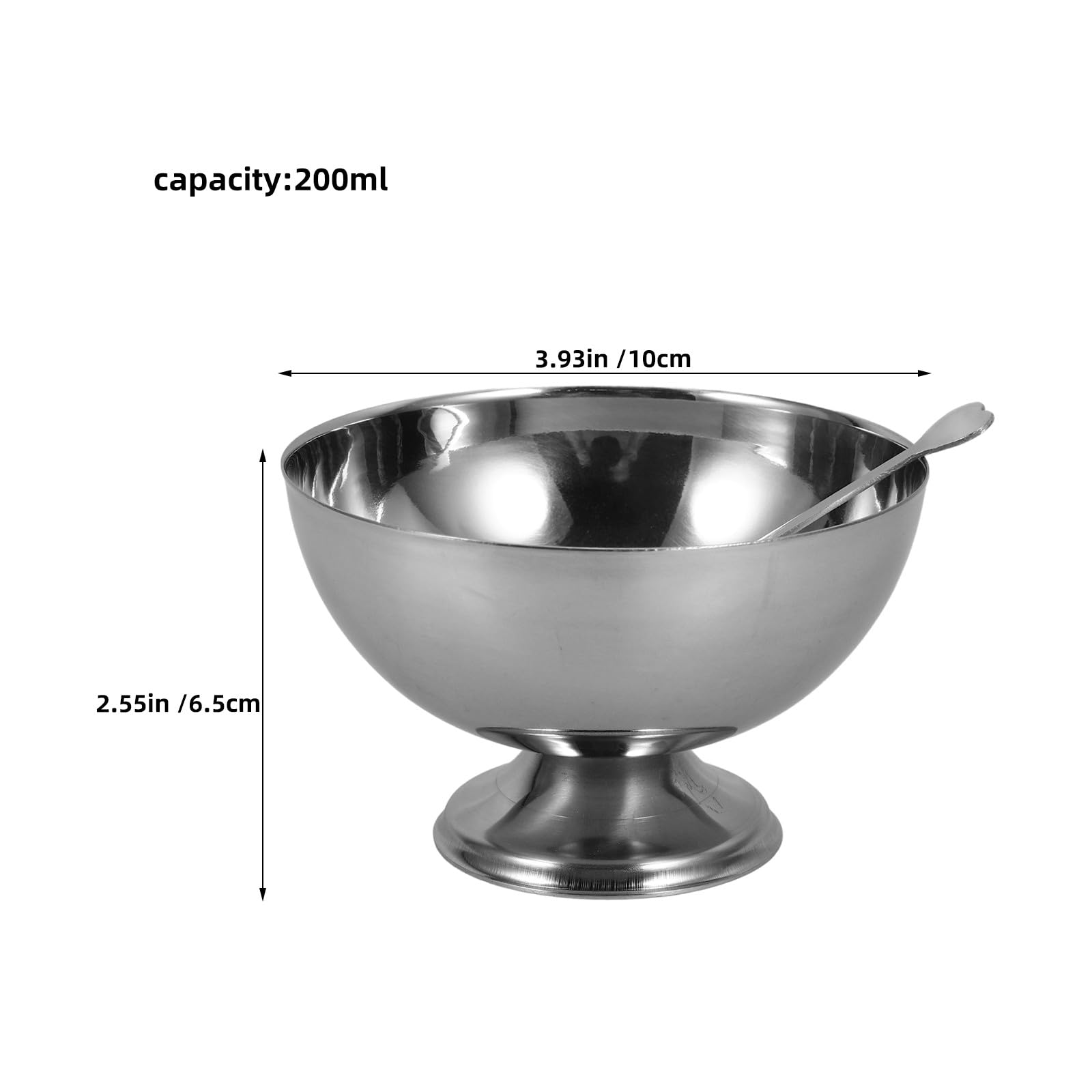 8 coppe per gelato: 200 ml/6,8 fl oz, coppette da dessert in acciaio inossidabile, ciotole moderne per servire macedonie e budini, coppette rotonde con piedistallo per snack, salse e
