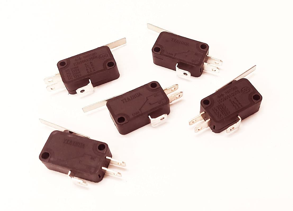 10 Pcs Micro Limit Switch 220v Momentary SPDT Snap Action Switch Push Button AC DC 125v-250v 0.6-6 Amp 2