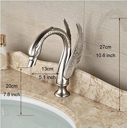 Robinet cygne baignoire 5 pièces mélangeur nickel brossé