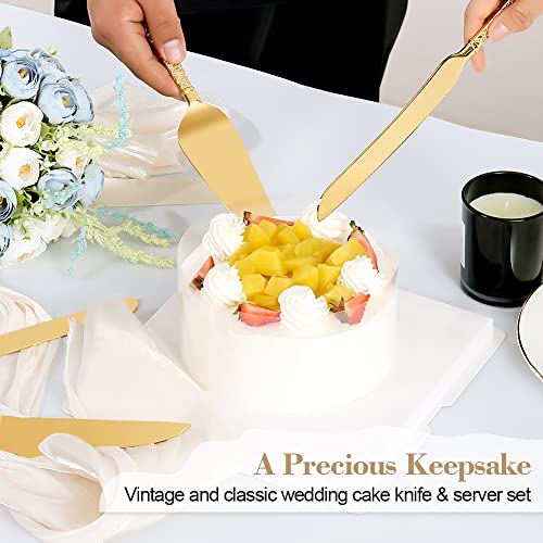 Cake Knife And Server Set For Wedding, Gold Cake Cutting Set, Elegant Cake Knives Cutter Set, Pie Pastry Servers, Birthday Bridal Quinceañera Gift (F-Flower) #TOP1
