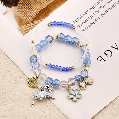Image of Ballerina Bracelet Dance Recital Bracelet Ballerina Blue Bracelet Cute Ballerina Dance Beaded Bracelet Ballerina Friendship Bracelets Ballerina Party Jewellery