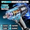 Hecusam 2100 N.M Clé à Chocs Sans Fil Brushless, 3/4" Boulonneuse A Choc Electrique Avec 2 Batterie, Adaptateur 1/2", Visseuse A Choc Pour Voitures Et Machines Lourdes