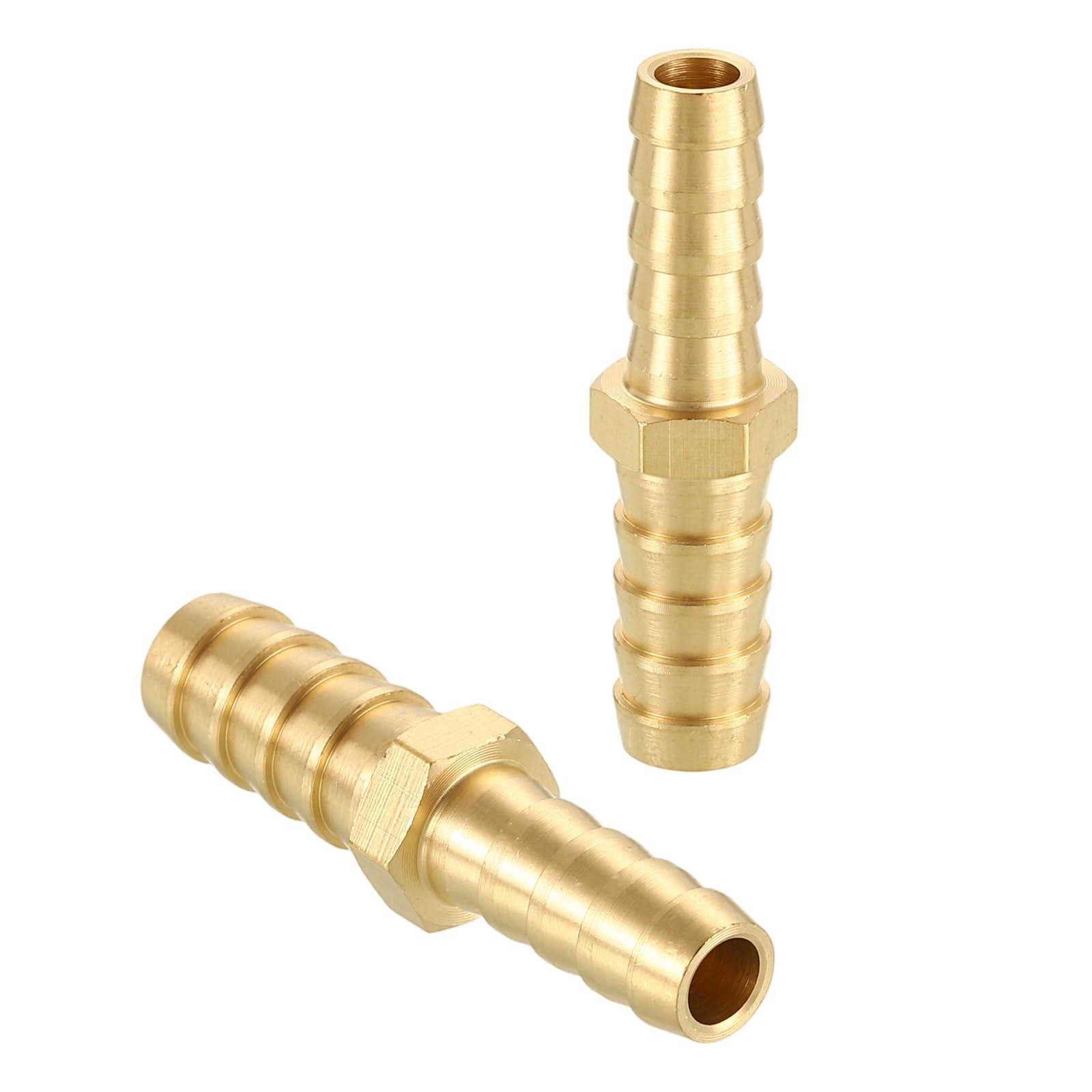sourcing map 2pcs 5/16"(8mm) to 3/8"(10mm) Brass Hose Barb Fitting Metals Splicer Mender for 3D Printing, Air Compressor, CNC Machine, Dies — image 1