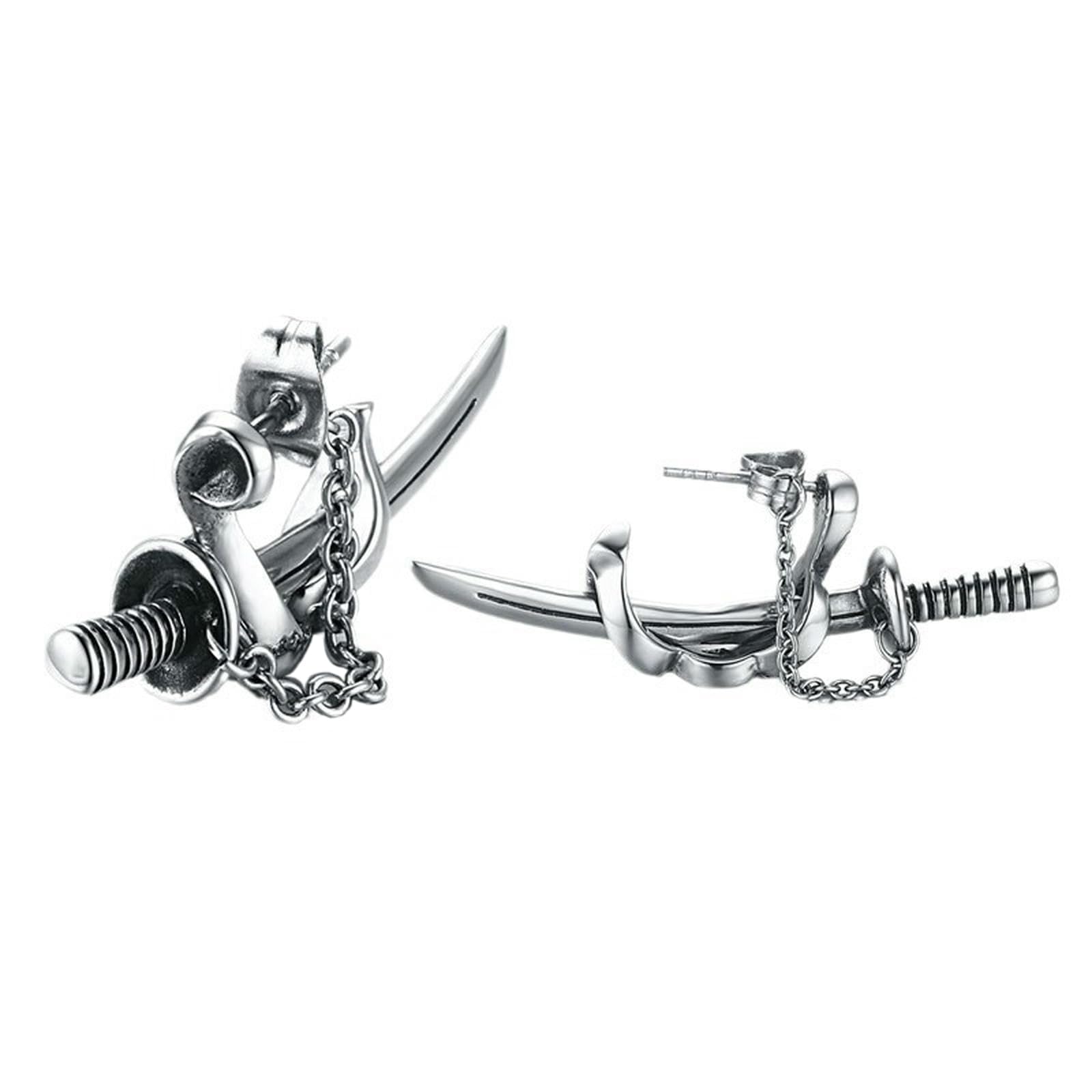 2PCS Zoro Earrings One Piece, Anime Earrings for Men with Sword Earrings Style, Ear Studs, Dangle Design, Fashion Ear Rings for Cosplay Event, Comic Festival, Party Styling for Young Men-image-13