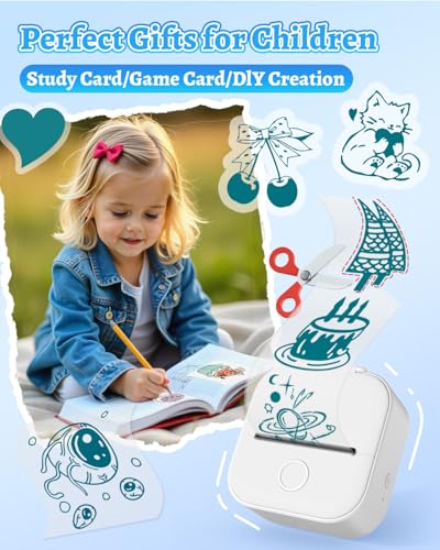 Image of Phomemo T02 Sticker Printer Thermal Print Pods Mini Printer with AI Smart APP, Sticker Maker Machine, Gifts for Holiday, DIY Junk Journal, Memos, Study Notes, Compatible with iOS & Android, White