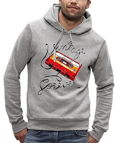Sweat à capuche vintage années 80 pour homme style cassette audio rétro