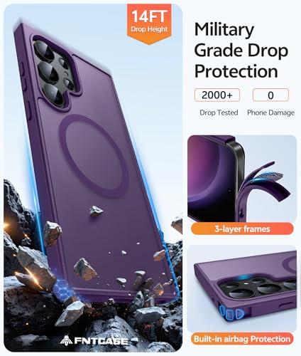 Image of FNTCASE for Samsung Galaxy S23 Ultra Case: [Fit for Magsafe] Magnetic Translucent Matte Anti-Fingerprint Cell Phone Cover Military Grade Shockproof Protective Case