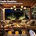 ALL FORTUNE Battery Operated Chandelier, Outdoor Hanging Candle Lights Battery Gazebo Lights, Outdoor Chandelier for Gazebo, Canopy, Pergola, Porch, Tent Decor (6)