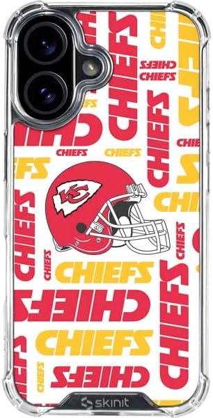 Skinit Clear Phone Case Compatible with iPhone 16 - Officially Licensed NFL Kansas City Chiefs White Blast Design