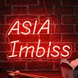 GGAQQ ASIA Imbiss Neon schild für Wanddeko, LED Neonlicht Hängeschild USB-Betrieb mit dimmbarem Schalter für Cafeteria Restaurant ASIA Imbiss(ASIA Imbiss)
