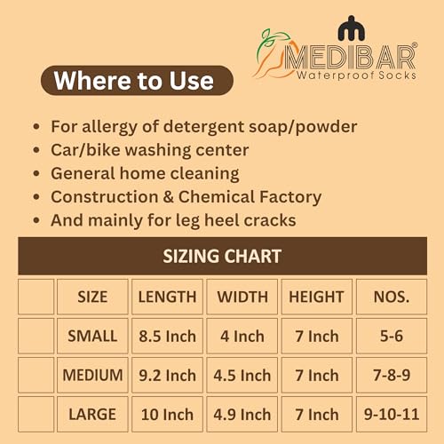 Image of Waterproof Rubber Socks, Anti Crack Gel Heel Ankle Length And Foot Protector Moisturizing Socks for Foot Care,Pain Relief for Men And Women,(Size-Large)(9-10-11)(Skin Brown) Pack of 1