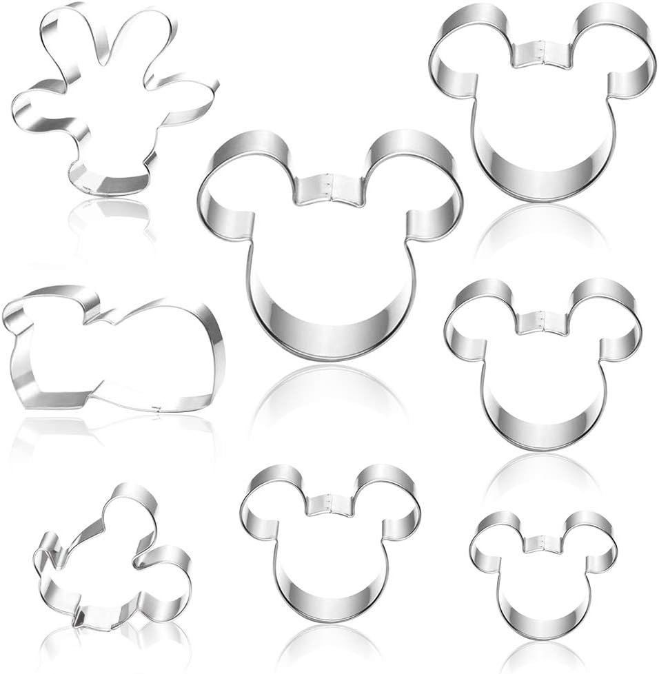 Hangnuo 8 Set Mouse Cookie Cutters Stainless Steel, Cute Cartoon Cutter Molds for Biscuit Dough, Fondant, Fruit, Pizza