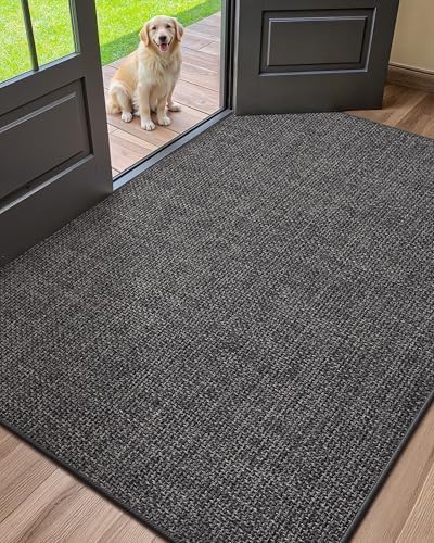 Color&Geometry Large Thin Front Door Mat Indoor Entrance Non Slip Rubber Backed, 48"x72" Indoor Door Mats for Entryway, Dirt Trapper Double Doormat, Washable Front Door Rugs, Charcoal Grey 4' x 6' (Rectangular) Charcoal Grey