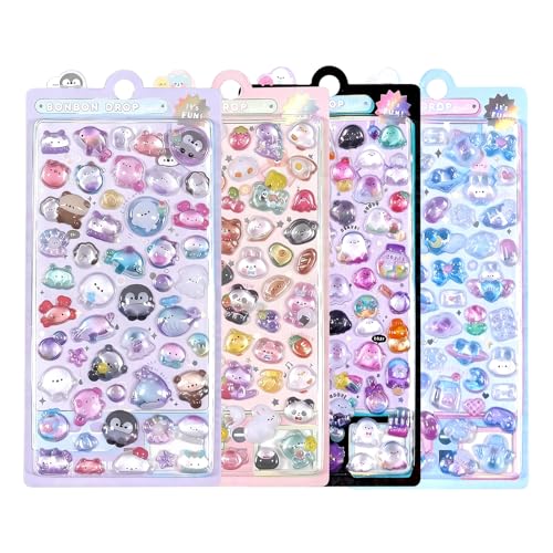 Sediven 3dシール 立体シール 可愛い 4枚セット 女の子 携帯電話飾り用手帳用 DIY用 日記帳用 貼り付け可能 手芸用品のサムネイル