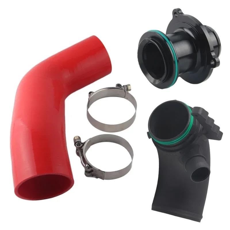 Tuyau d'admission turbo améliorant la réponse moteur avec coude alu et gaine silicone rouge MQB