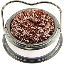 1pc Solder Iron Tip Clean Ball Holder, Brass Wire Cleaner Sponge Ball Heat with Resistant Stainless Steel Case Need No Water