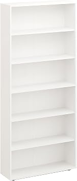 Komto White Bookcase Tall - 6-Tier Book Shelf Unit Freestanding, Ideal for Storage in Living Room, Bedroom or Home Office | Lumo 80 x 180 x 24 cm