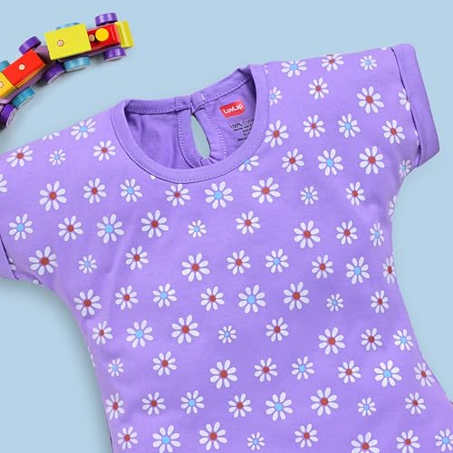 Image of LuvLap Baby Girls Regular Fit 100% Cotton Half Sleeves Girls Top CoSets Pack of 3