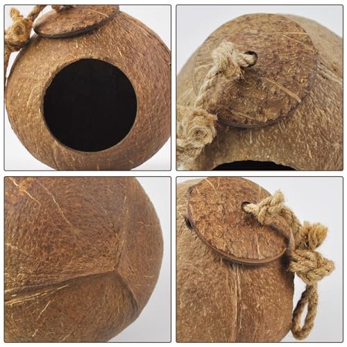 Image of Crested Gecko Coconut Hide Natural Lizard Coco Hut Reptile Hanging Nest Flexible Vine Habitat Decoration Bearded Dragon Terrarium Accessories for Chameleon Tree Frog Snake Hermit Crab