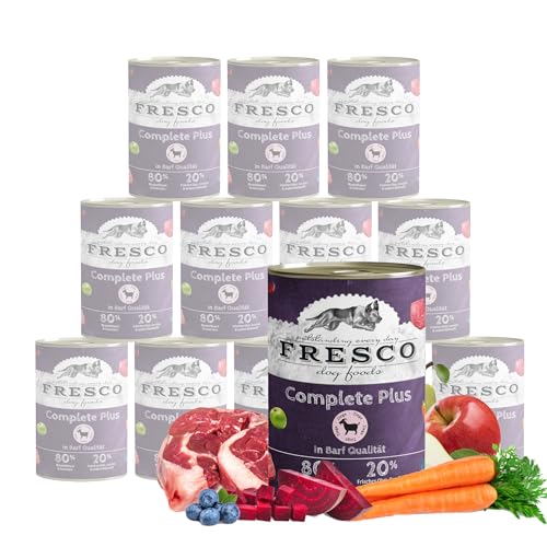 FRESCO Dog NassBarf Ziege 12 x 400g | Hundefutter Nass getreidefrei