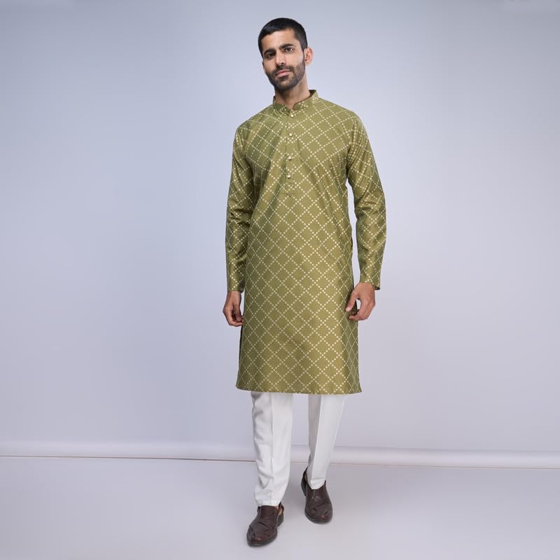 Image of BELLAZO Men's Premium Cotton Printed Regular Kurta | Stylish Kurta for Weddings /Festivals