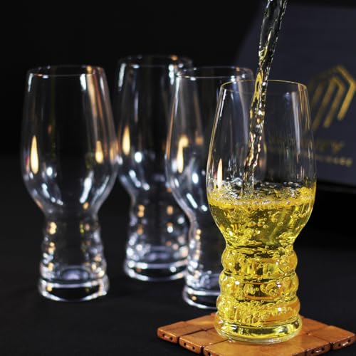 Image of Melbify Chalice Beer Glasses | Set of 4 | 500 ml | Premium | Tall Beer Glasses | Fancy Crystal Beer Glass Set -4 | Long | Unique| Exclusive | Pub-Style