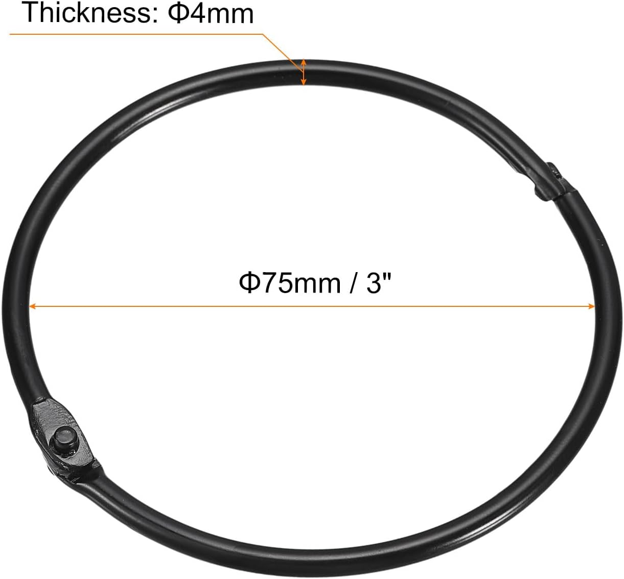 uxcell 24Pcs 3 Inch Shower Curtain Rings Rustproof Metal Round Shower Hooks Snap Joint Design for Bathroom Shower Rod, Black