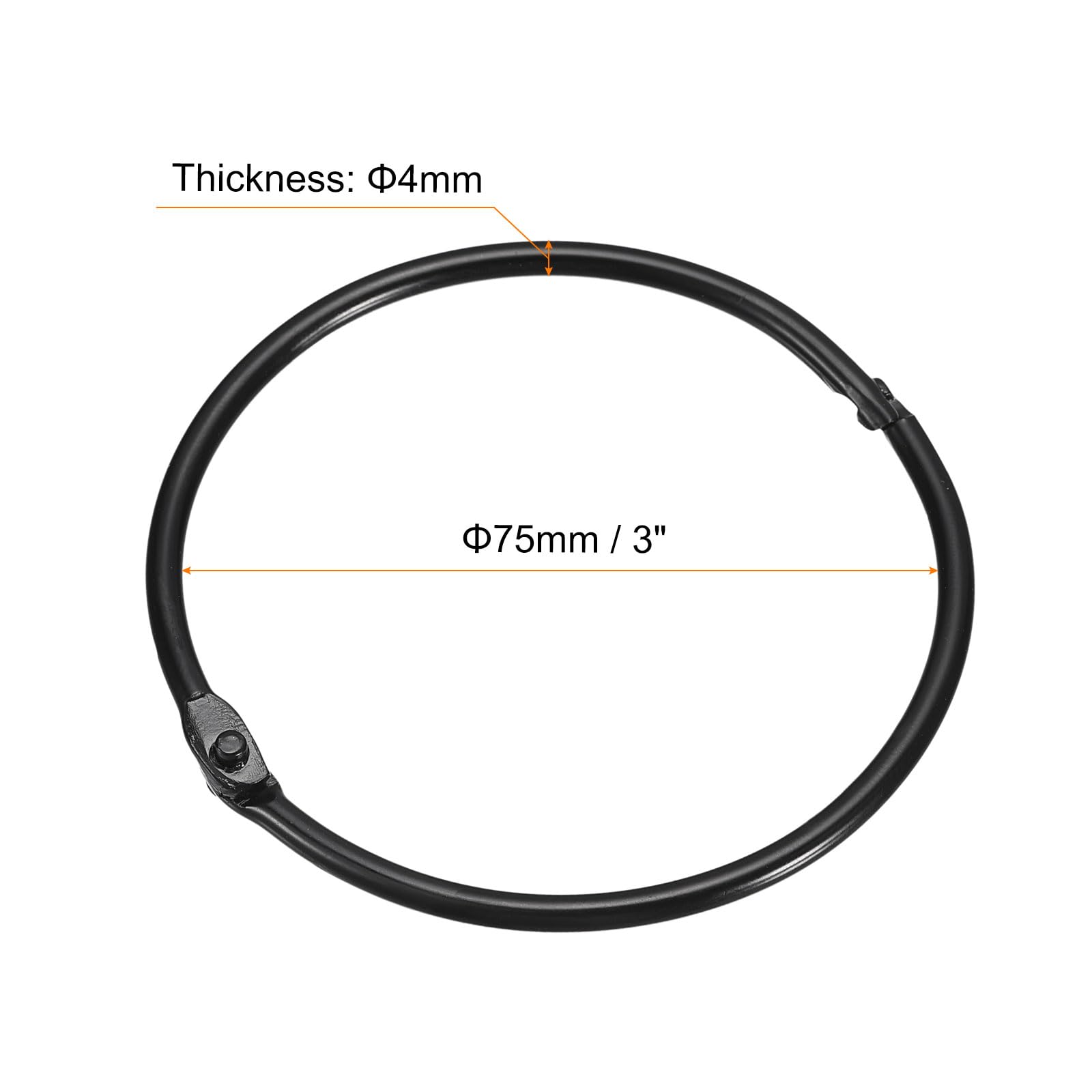 uxcell 24 anillos de cortina de ducha de 3 pulgadas, ganchos redondos de metal inoxidable con diseño de junta a presión para barra de ducha de baño, color negro