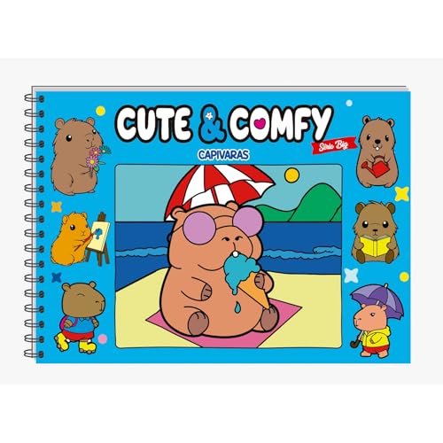 Cute & Comfy Série BIG – Capivaras: Livro de Colorir Adulto – Capa Dura Holográfica: