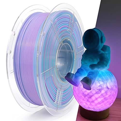 ISANGHU 3D Printer PETG Filament Translucent 1.75mm High Light Transmittance 3D Printing Filament,Print Speed 30-600mm/s PETG Filament,Neatly Wound Blue Purple Gradient 3D Printer Filament 1KG