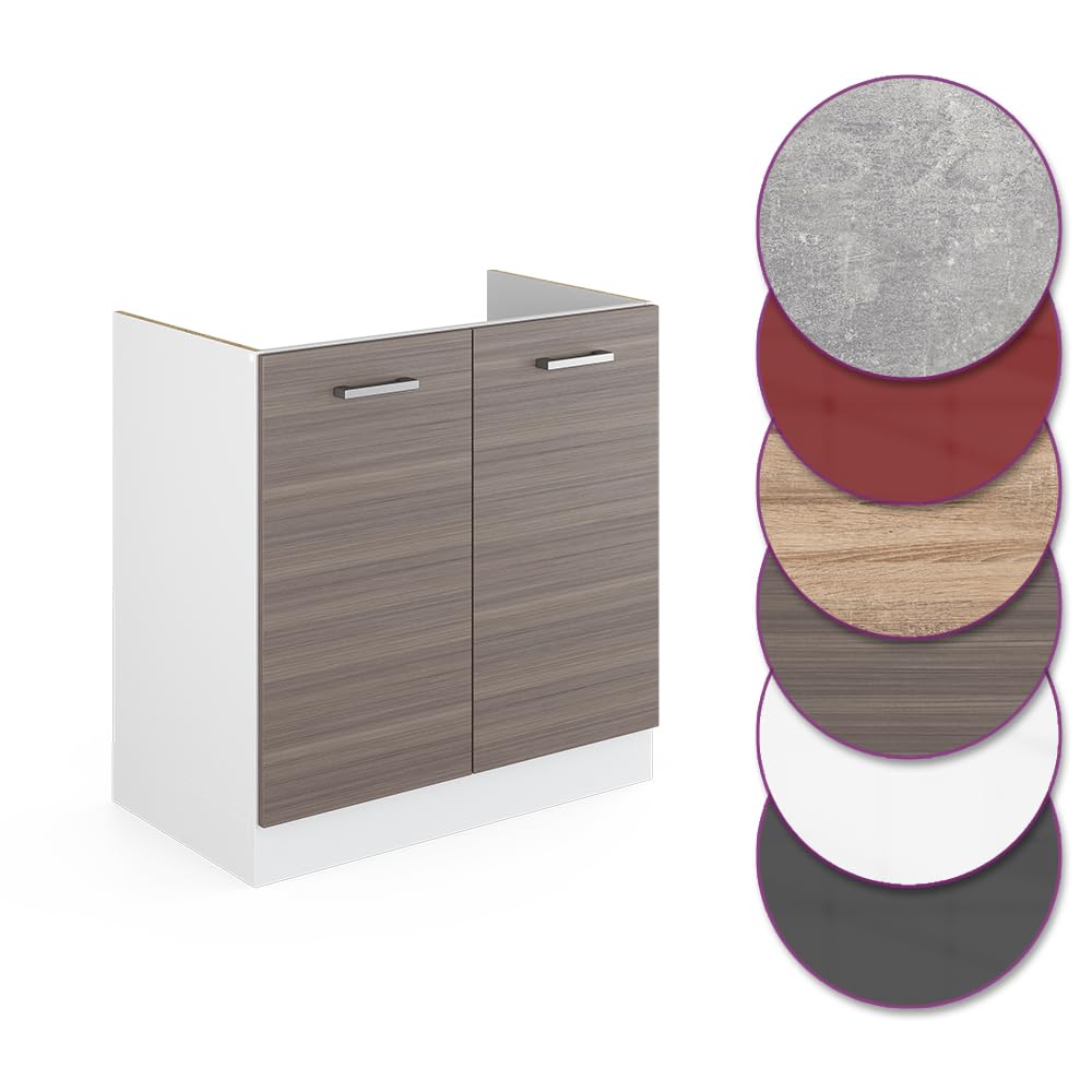 Vicco Mobile lavello cucina R-Line, Grigio nobile, 80 cm | senza piano di lavoro, per la libera combinazione all'interno di sistemi cucina modulari