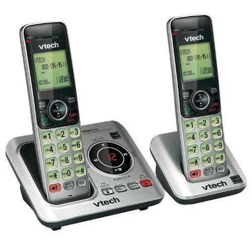 VTech CS6629-2 DECT 6.0 Expandable Cordless Phone with Answering System and Caller ID/Call Waiting, Silver with 2 Handsets