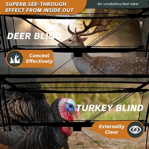 Image of FUNHORUN Hunting Blind with Floor Mat, 360 See Through Ground Blind, Pop Up