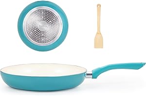 10 Inch Nonstick Frying Pan with 100% Ceramic Coating and Bamboo Spatula