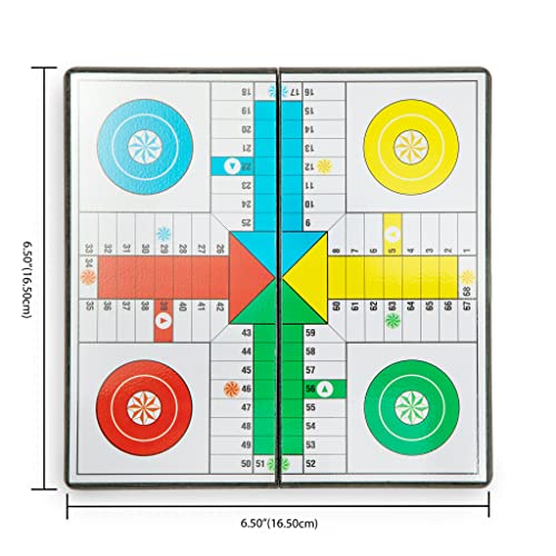 Ludo Magnetic Folding Pocket-Size Travel Board Game Set - 6.5 Inches,Mini Folding and Light-Portable Classic Strategy Game Set - Thumbnail 4