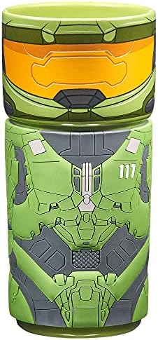 CosCups by Numskull Halo Master Chief Ceramic Mug with Rubber Sleeve 400ml - Official Halo Merchandise