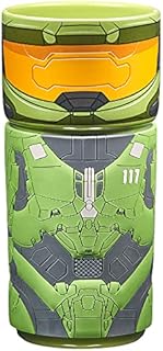 CosCups by Numskull Halo Master Chief Ceramic Mug with Rubber Sleeve 400ml - Official Halo Merchandise