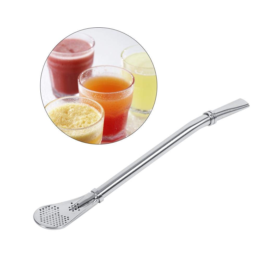 Nimomo Yerba Mate Tea Bombilla Straws, Yerba Mate Straw, Reliable Stainless Steel Tea Pumpkin Bombilla Straw, Filter Spoon, Mate Straws with Filter for Loose Tea, Coffee, Juices, Silver