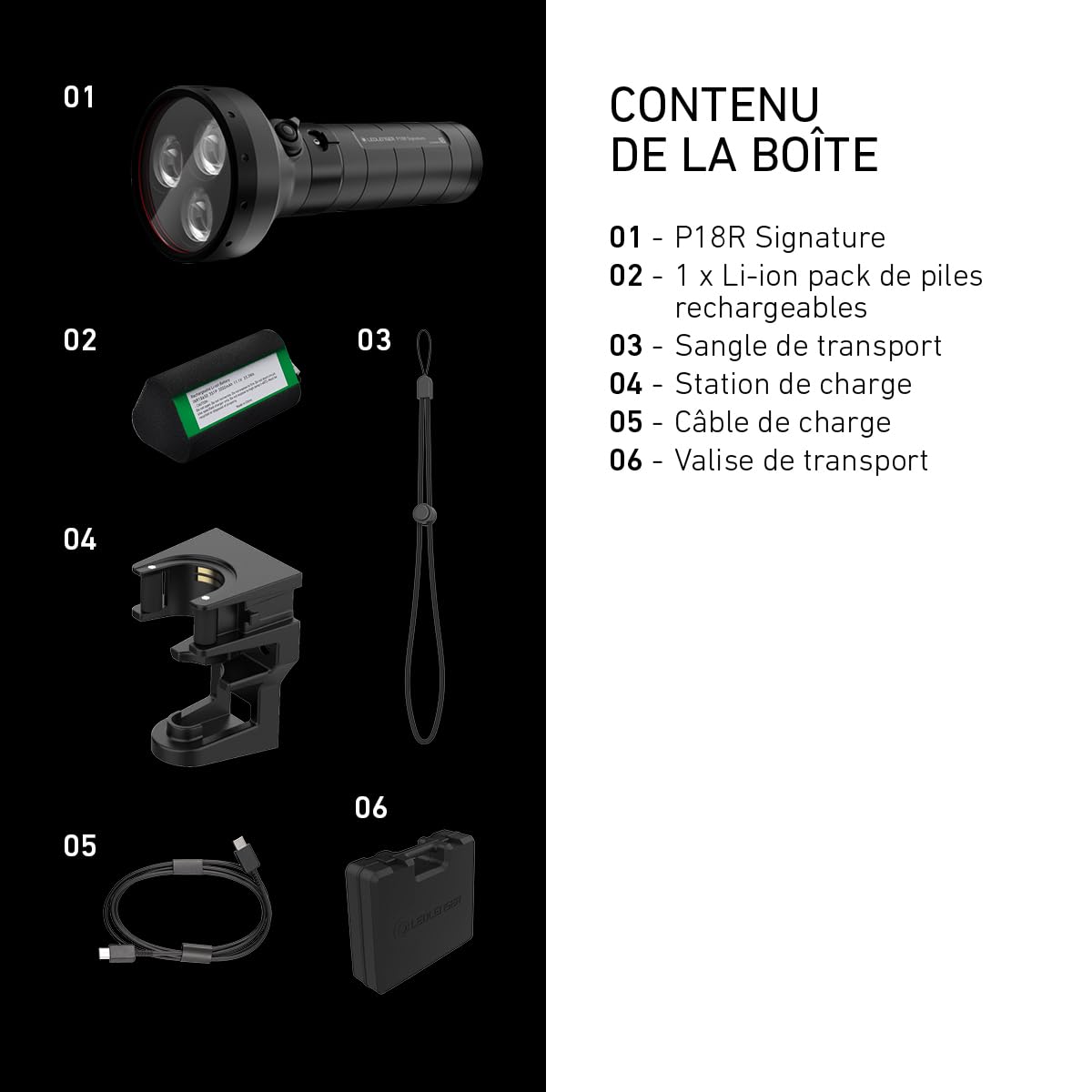 Ledlenser P18R Signature LED rechargeable, 7000 lm, 630 m, 8 modes, USB-C, IP68, 45 h – Projecteur extrêmement lumineux pour extérieur, camping