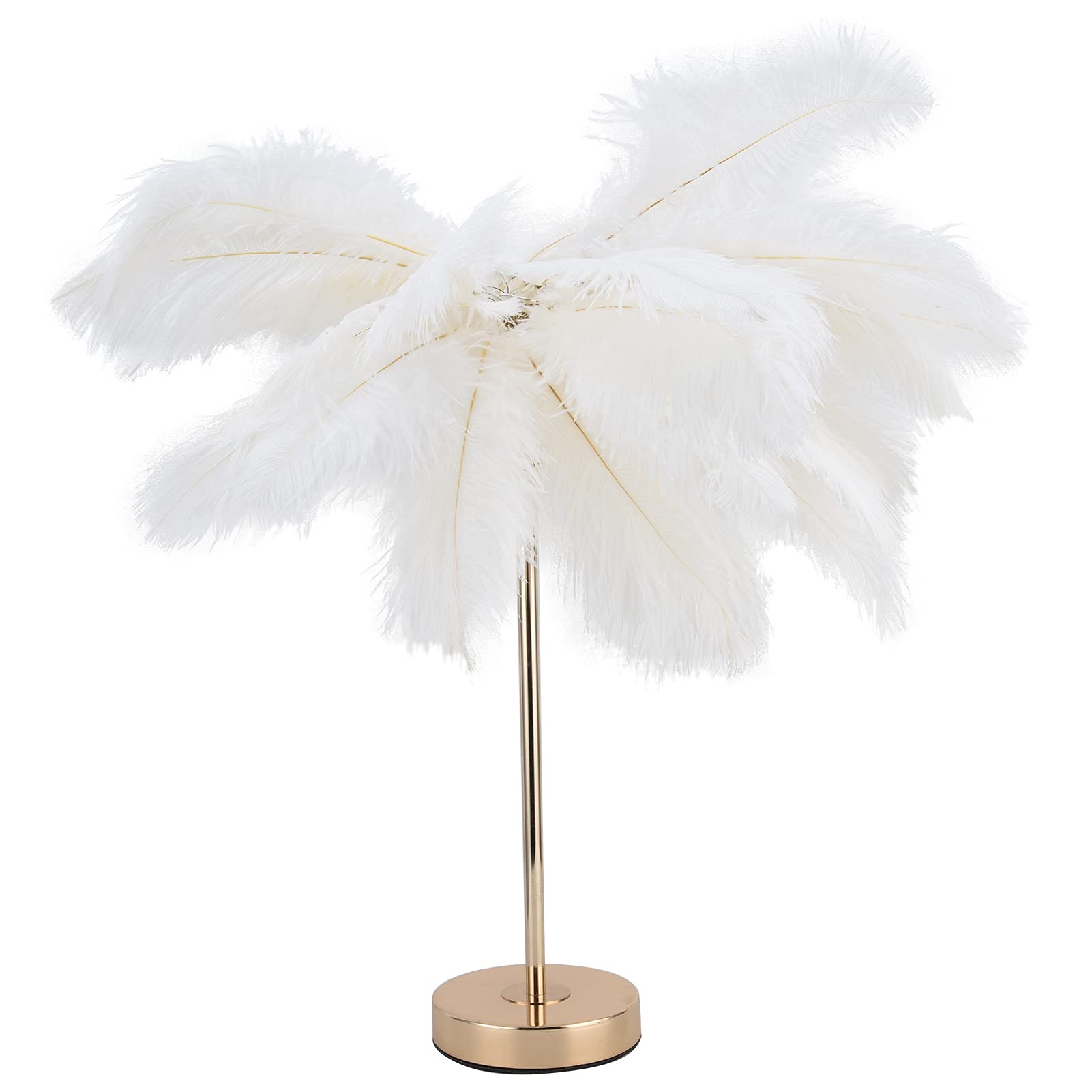 Night Light, Easy to Replace Soft High Brightness Feather Desk Lamp LED Light Source for Entryways for Decoration Lamp(White Ostrich Feather Table lamp-Warm Light)'
