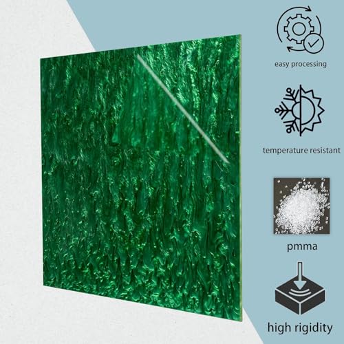 Image of TOEPODO Cast Acrylic Sheet Pearlescent Ripple Acrylic Sheet 1 /8 inch Thickness, 19 inchx12 inch, Marble Acrylic Sheets Suitable for Laser Cutting, Ideal Material for DIY Crafts /Home Deco(2pcs,Green,19x12inch)