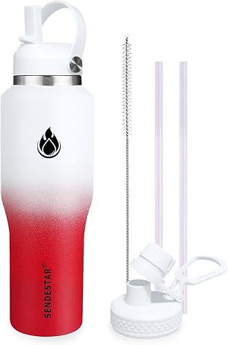 Miniatura 33 de SENDESTAR Botella de agua de acero inoxidable de 40 onzas (fría durante 48 horas, caliente durante 24 horas), botella aislada al vacío de doble Gris