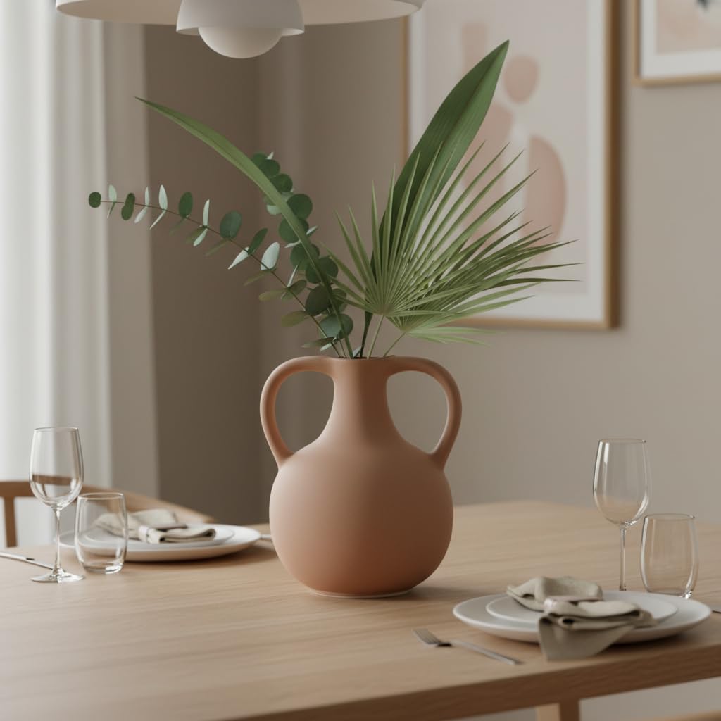 PUREZENTO Twin Beely Ceramic Vase - Beige Decor -1