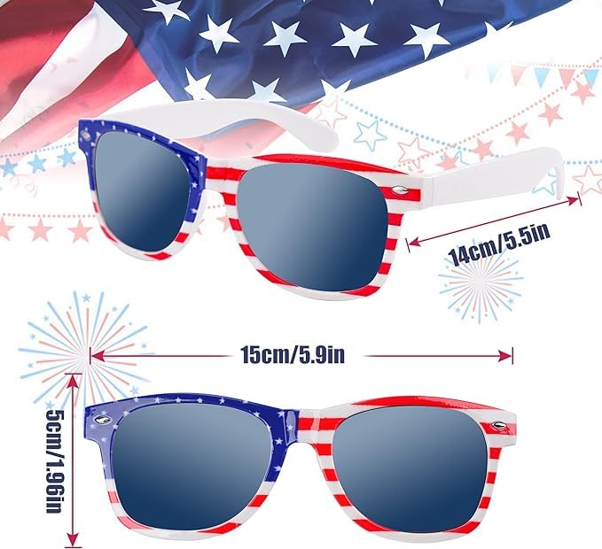 Bylion 4th of July Accessories Sunglasses for Women Men, 4 Pairs American Flag Sunglasses, Patriotic Party Favors Supplies Costume Dress-up & Pretend Play, Independence Day Memorial Day Decor2