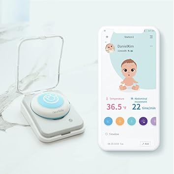 Amazon Co Jp Nearbebe Care 乳児 赤ちゃん安全モニター ライブトラック 呼吸しない警告 ロールオーバー 肌温 スマートウェアラブルデバイス 動きセンサー スマートフォンアプリ 部屋温湿度 スカイブルー ベビー マタニティ