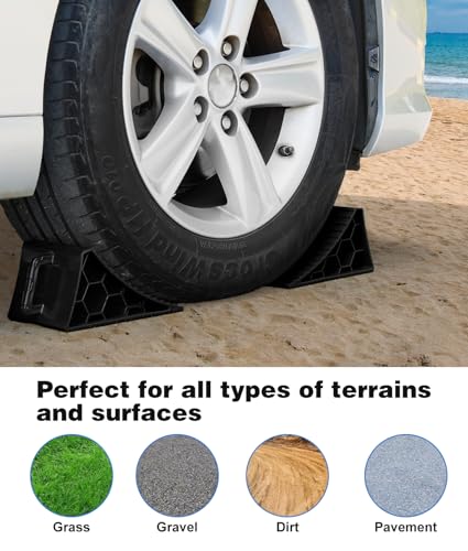 Image of PAHTTO Wheel Chocks 4 Pack, RV Chocks with Handles for RV Trailer Camper Car Truck, Wheel Block Stopper for Tire, Strong RV Wheel Chocks Hexagonal Honeycomb Structure, RV Trailer Accessories