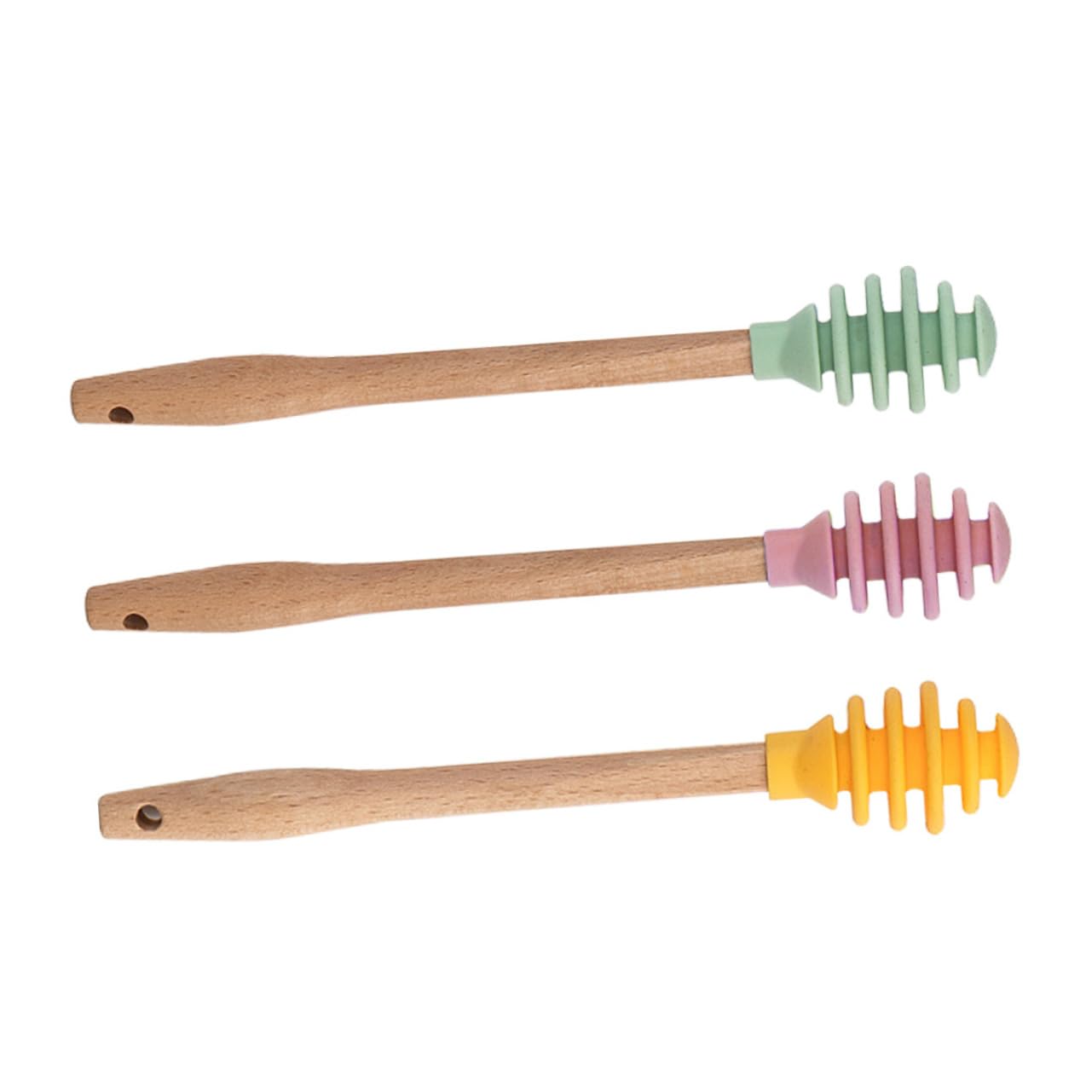 GLEAVI 3 Sets Silicone Honey Dippers for Syrup and Honey Dispensing Unique Design with Deep Grooves Lightweight and Portable Stirring Rods for Kitchen Use
