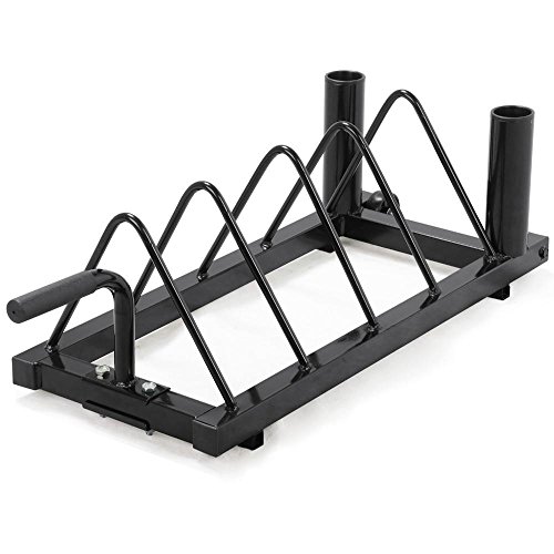go2buy Horizontal Barbell Bumper Plate Rack Weight Lifting Bar Powder Coated Steel Frame